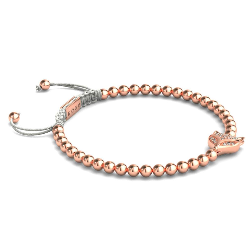 Crystal Fox | 18k Rose Gold | White | Macrame Charmballa Bracelet