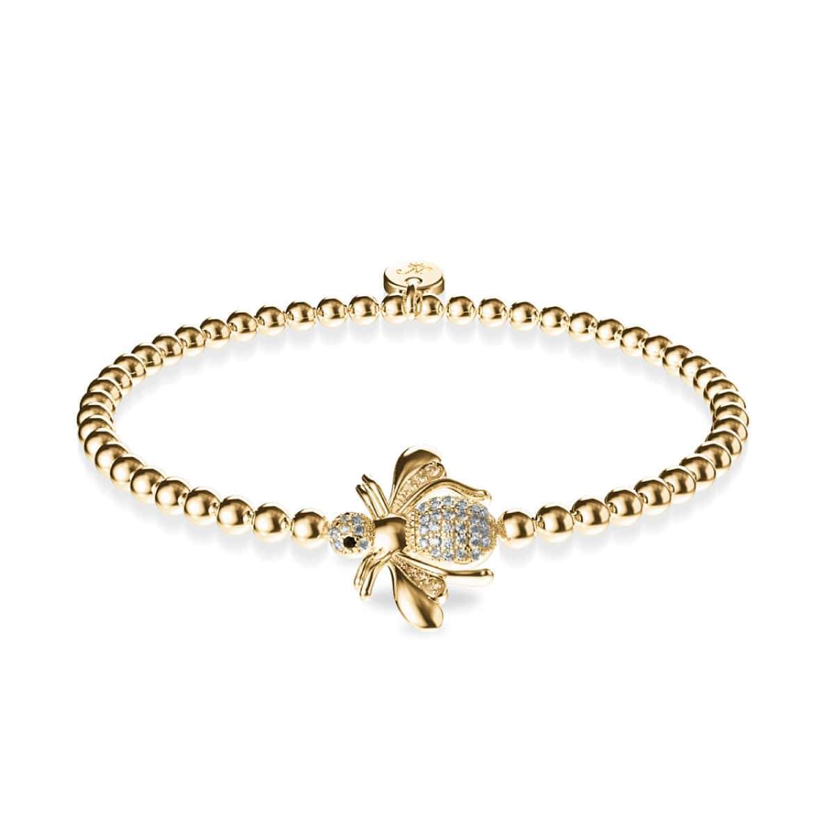 Queen | 18k Gold | Crystal Honeybee Charm Bracelet
