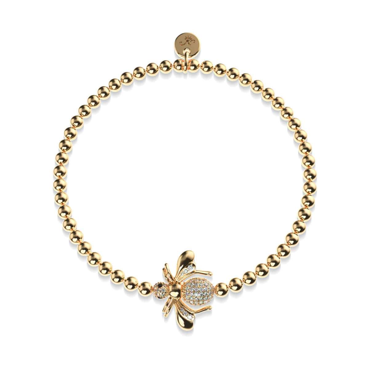 Queen 18k Gold Crystal Honeybee Charm Bracelet – NOGU United