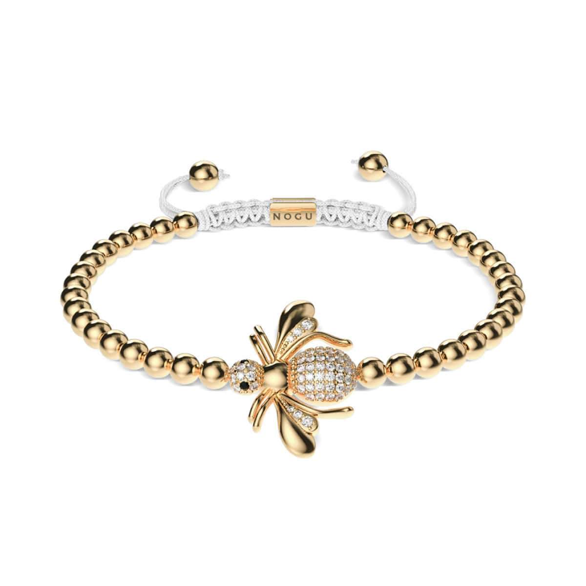 Queen | 18k Gold | Crystal Honeybee Macrame Charmballa Bracelet