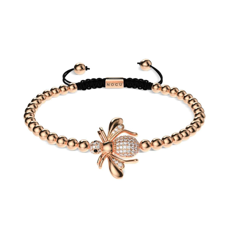 Queen | 18k Rose Gold | Crystal Honeybee Macrame Charmballa Bracelet
