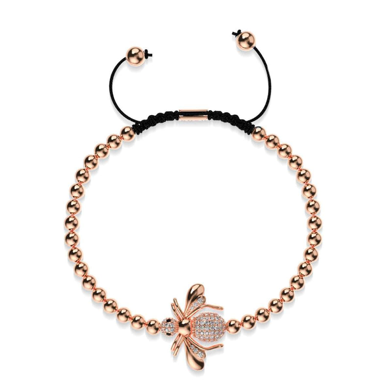 Queen | 18k Rose Gold | Crystal Honeybee Macrame Charmballa Bracelet