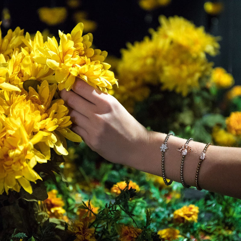 Queen | 18k Rose Gold & Silver | Crystal Honeybee Charm Bracelet