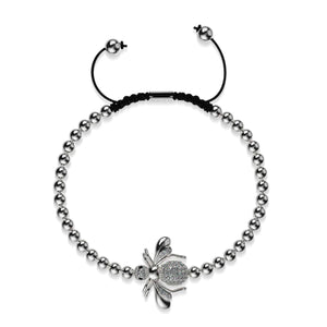 Queen | Silver | Crystal Honeybee Macrame Charmballa Bracelet
