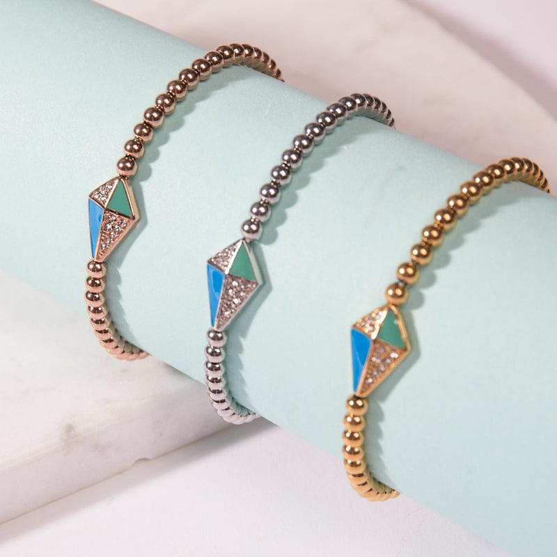 Kite | 18k Rose Gold | Enamel | Crystal Charm Bracelet