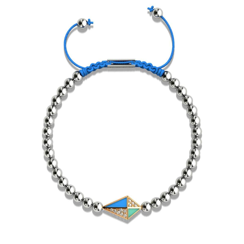 Kite | 18k Rose Gold & Silver & Blue | Enamel | Crystal Macrame Charmballa Bracelet