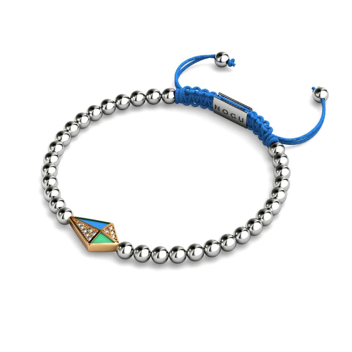 Kite | 18k Rose Gold & Silver & Blue | Enamel | Crystal Macrame Charmballa Bracelet