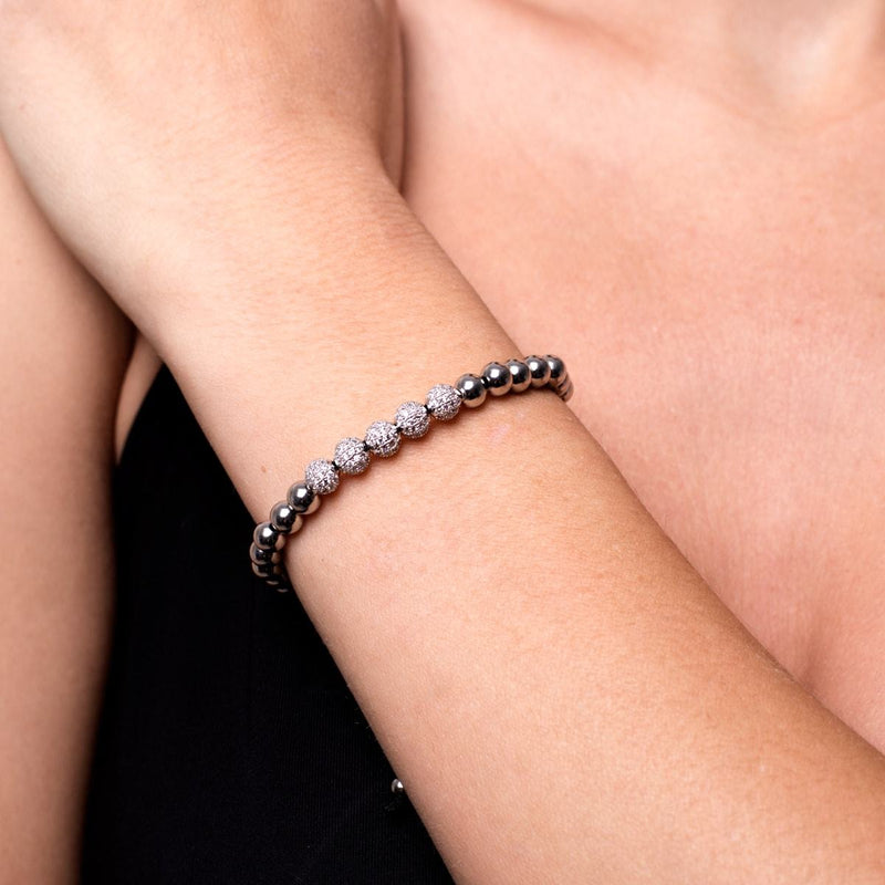 Silver | Crystal Pavé Gala Bracelet | Black