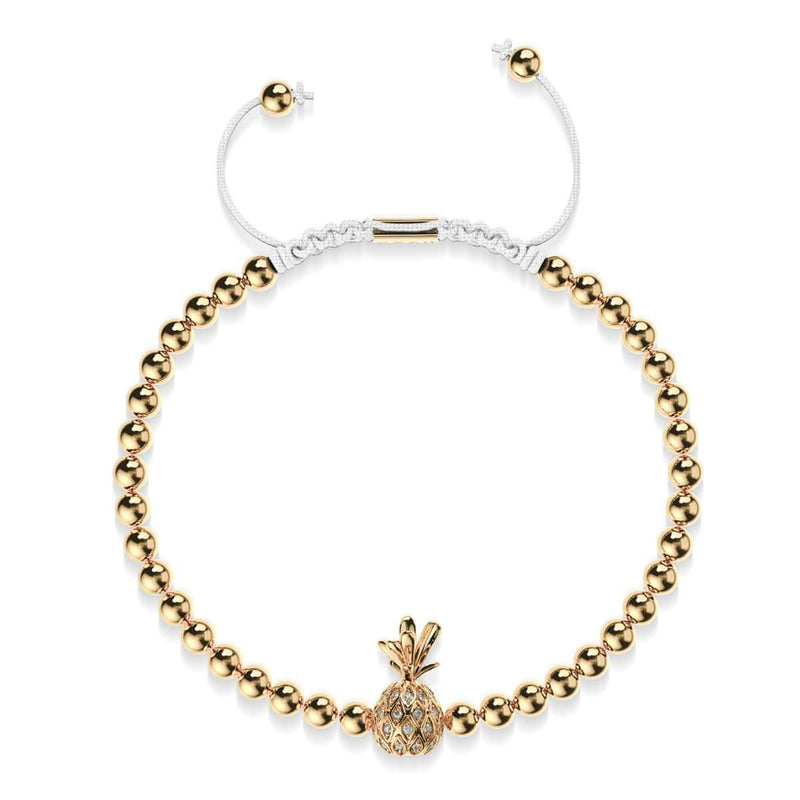 Pina Colada | 18k Gold | White | Crystal Pineapple | Macrame Charmballa Bracelet