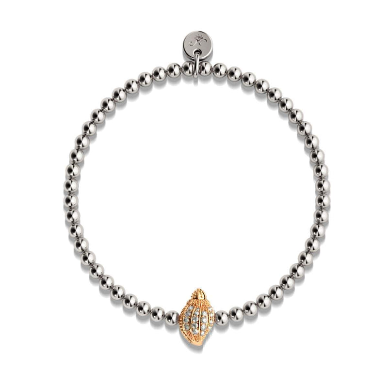 Isla | 18k Rose Gold & Silver | Crystal Conch Shell Charm Bracelet