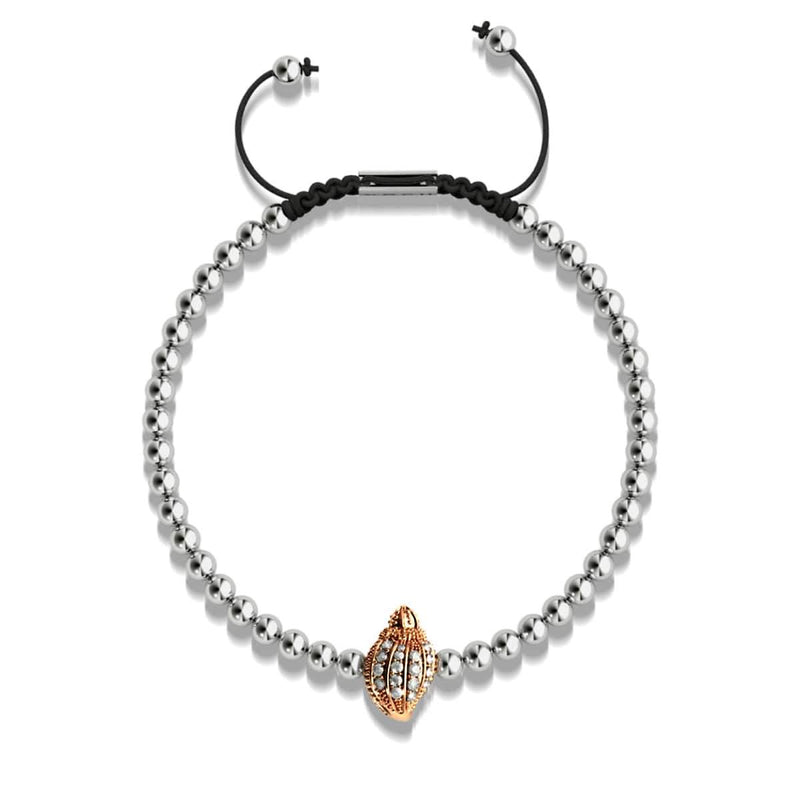 Isla | 18k Rose Gold & Silver | Crystal Conch Shell Macrame Charmballa Bracelet