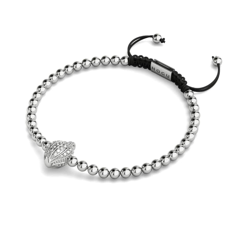 Isla | Silver | Crystal Conch Shell Macrame Charmballa Bracelet