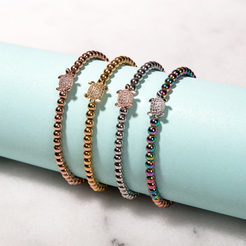 Tortuga | 18k Rose Gold | Crystal Sea Turtle Bracelet