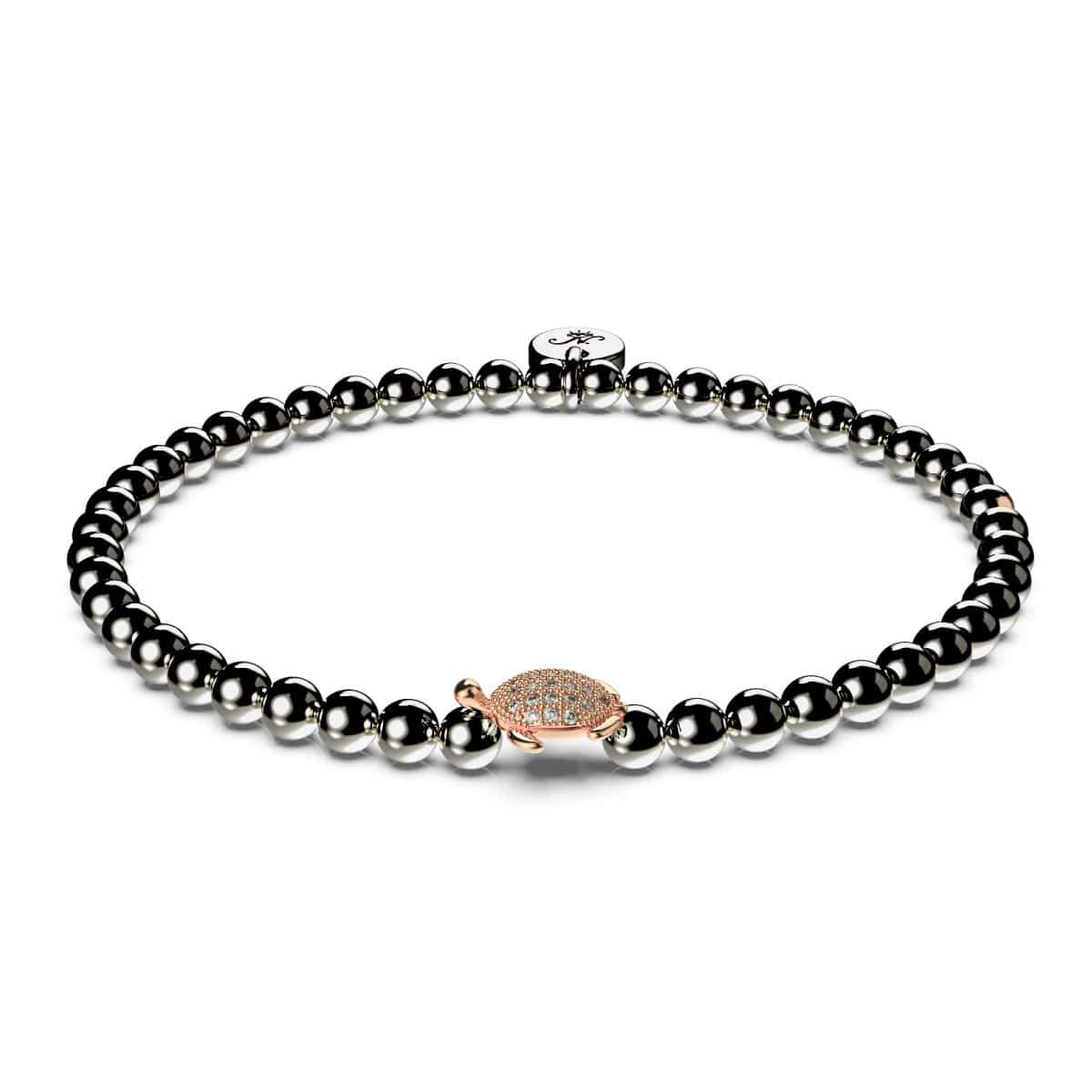 Tortuga | Gunmetal & 18k Rose Gold | Crystal Sea Turtle Bracelet