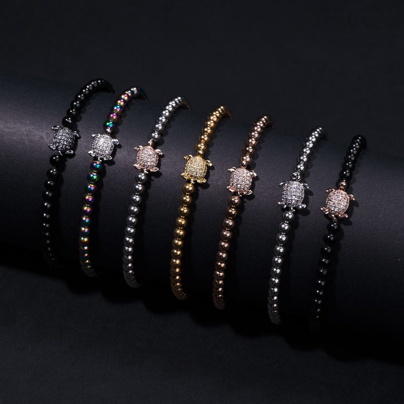 Tortuga | Silver & 18k Rose Gold | Crystal Sea Turtle Bracelet