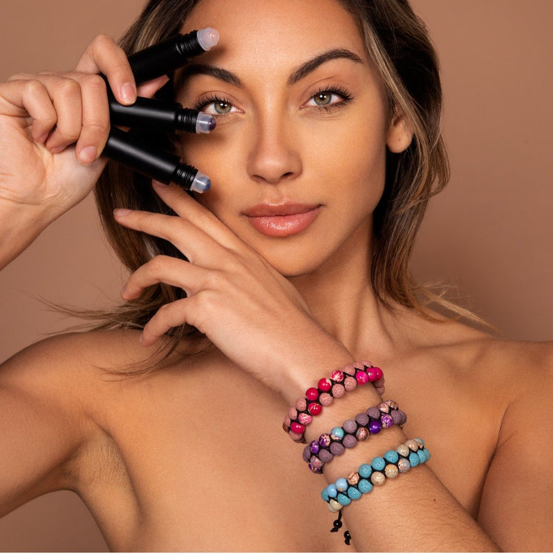 Purple Oceanic Jasper | Gunmetal | Lava Rock Diffuser Bracelet