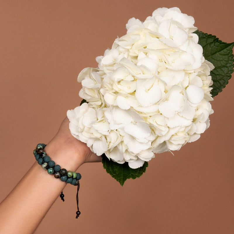 Teal Oceanic Jasper | Gunmetal | Lava Rock Diffuser Bracelet