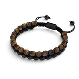 Tigers Eye & Black Agate | Gunmetal | Double Geom Bracelet