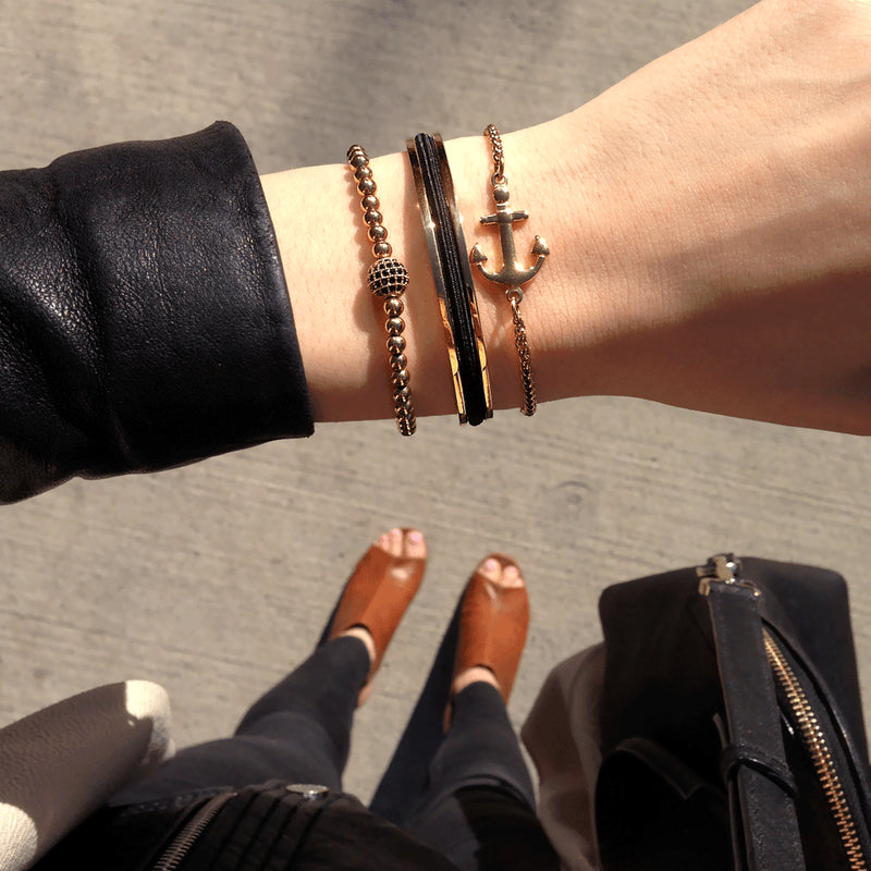 Charismatic | 18k Gold | Black Cubic Zirconia Crystals | Expression Bracelet