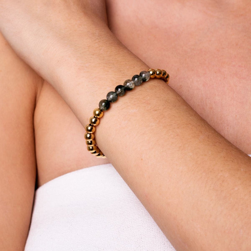 Grateful | 18k Gold | Green Leaf Agate | Expression Bracelet