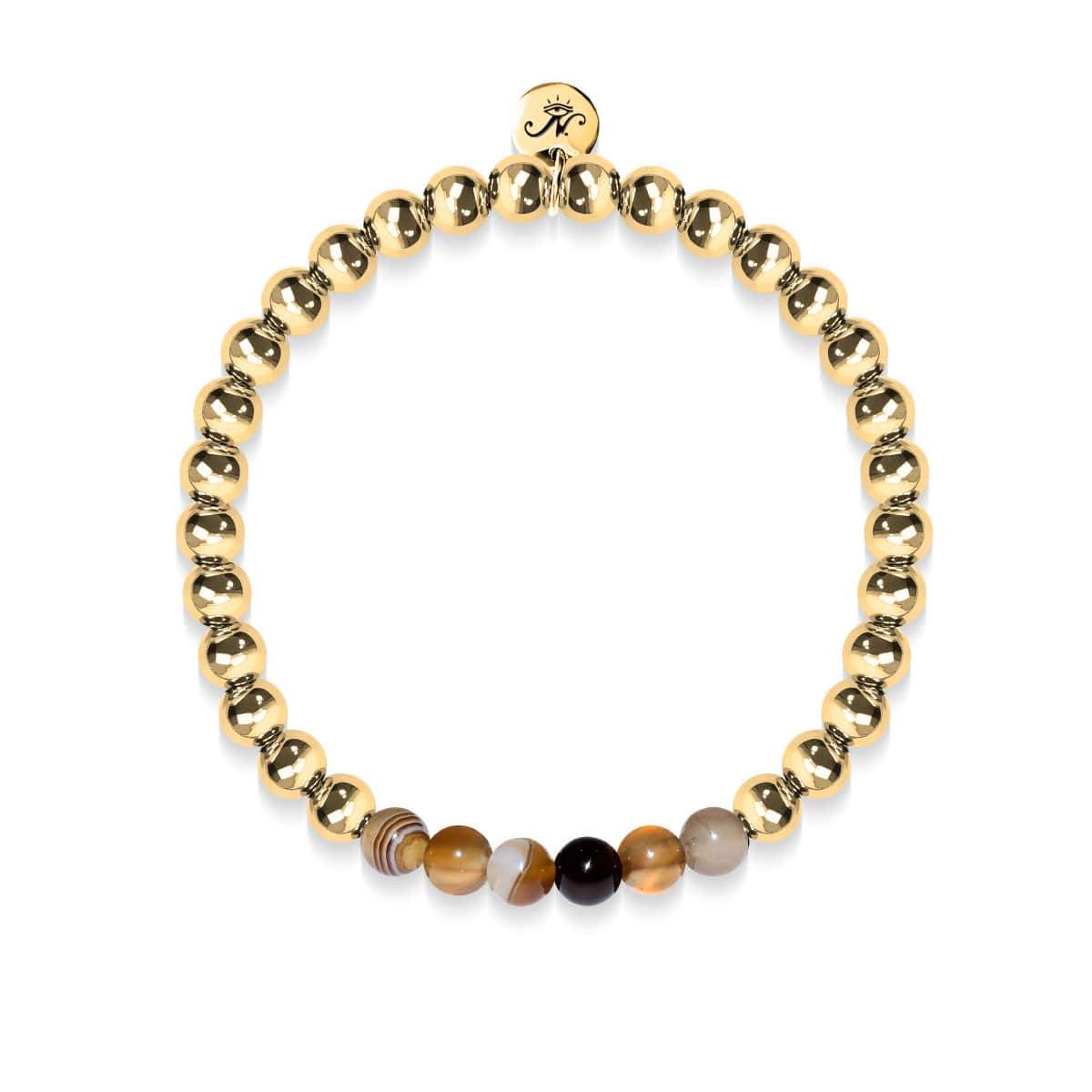 Satisfaction | 18k Gold | Grey Line Agate | Gemstone Expression Bracelet