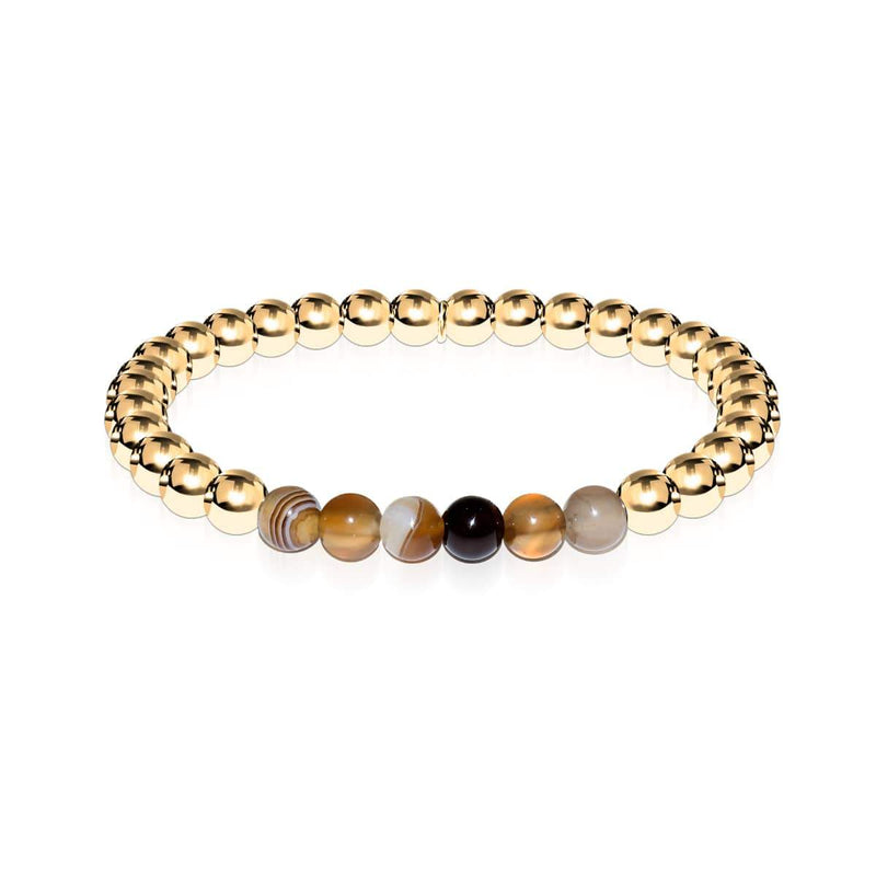 Satisfaction | 18k Gold | Grey Line Agate | Gemstone Expression Bracelet
