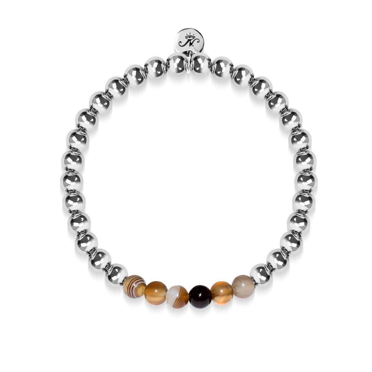 Satisfaction | Silver | Grey Line Agate | Gemstone Expression Bracelet