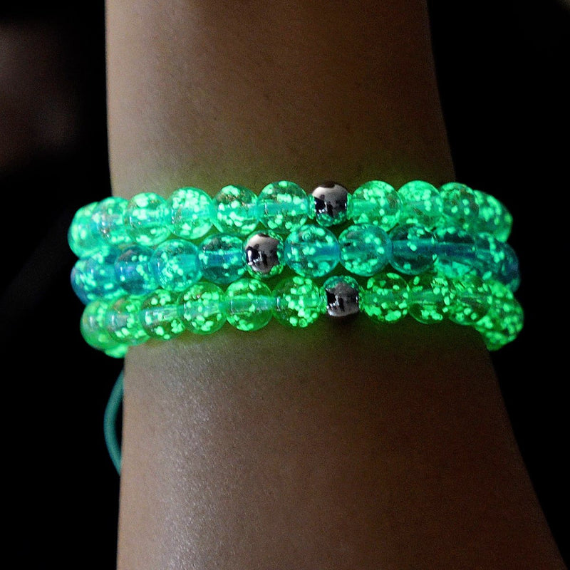 Arctic Blue | Silver | Firefly Glass Macrame Bracelet