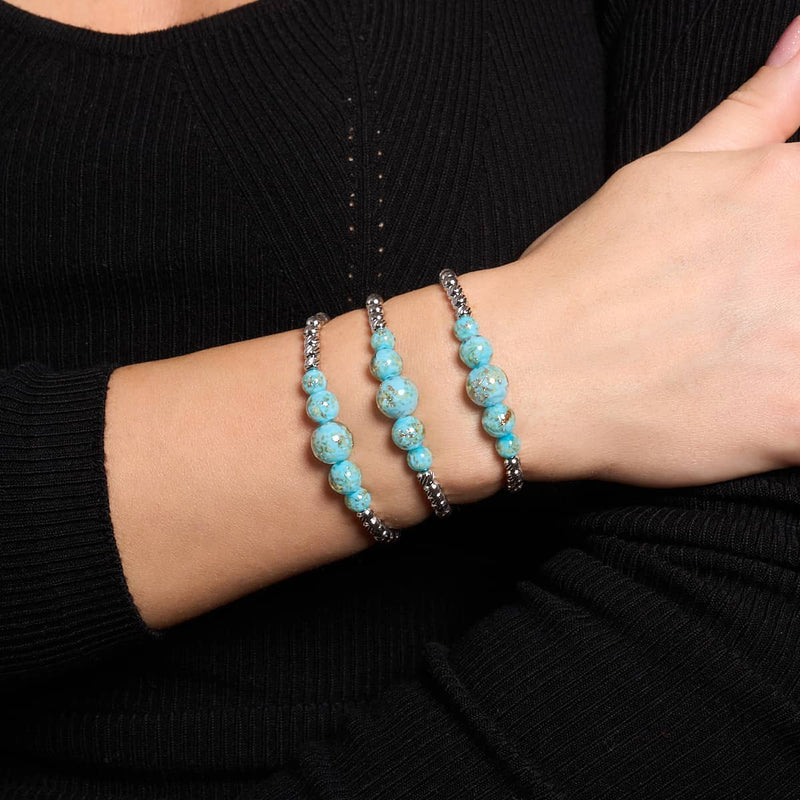 Cerulean | Silver | Firefly Glass Cascade Bracelet