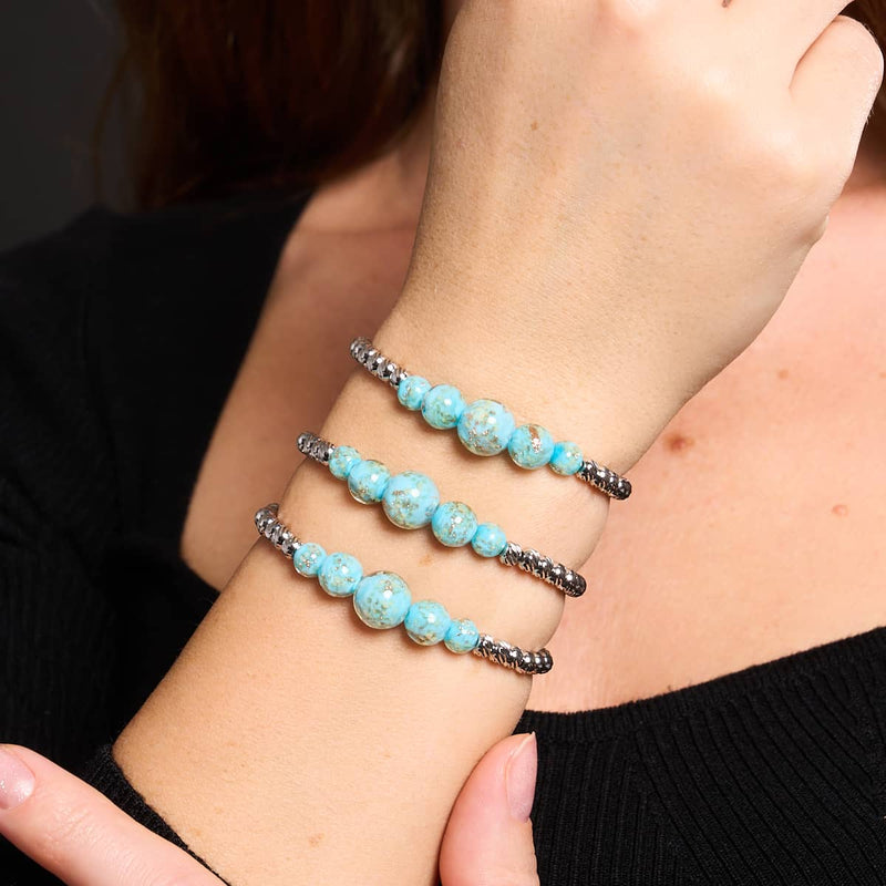 Cerulean | Silver | Firefly Glass Cascade Bracelet