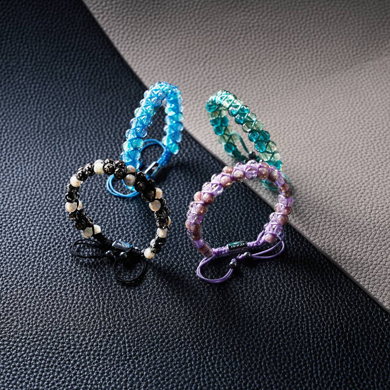 Cookies & Cream | Obsidian x Ivory | Double Firefly Glass Bracelet