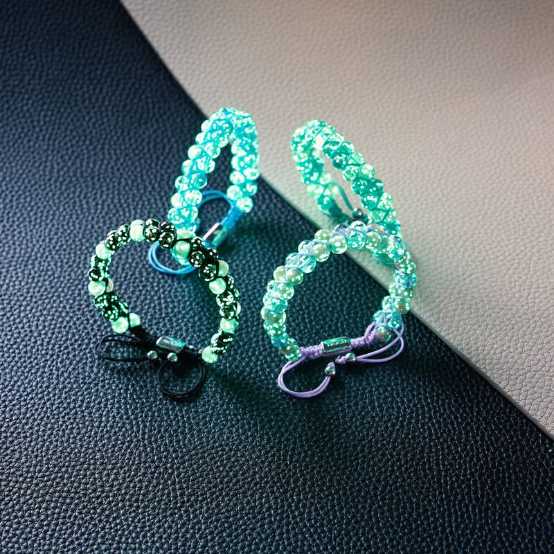 Cookies & Cream | Obsidian x Ivory | Double Firefly Glass Bracelet