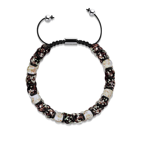 Cookies & Cream | Obsidian x Ivory | Double Firefly Glass Bracelet