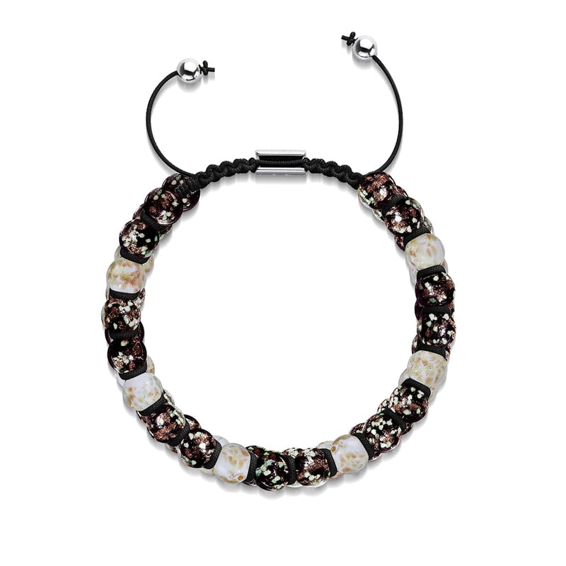 Cookies & Cream | Obsidian x Ivory | Double Firefly Glass Bracelet