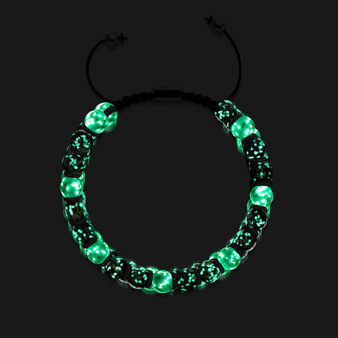 Cookies & Cream | Obsidian x Ivory | Double Firefly Glass Bracelet