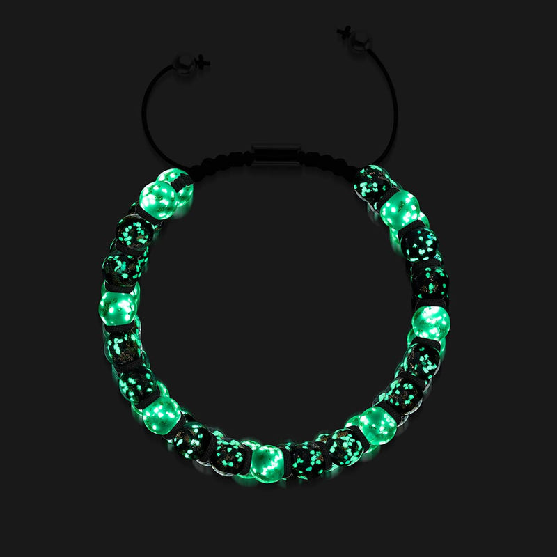 Cookies & Cream | Obsidian x Ivory | Double Firefly Glass Bracelet