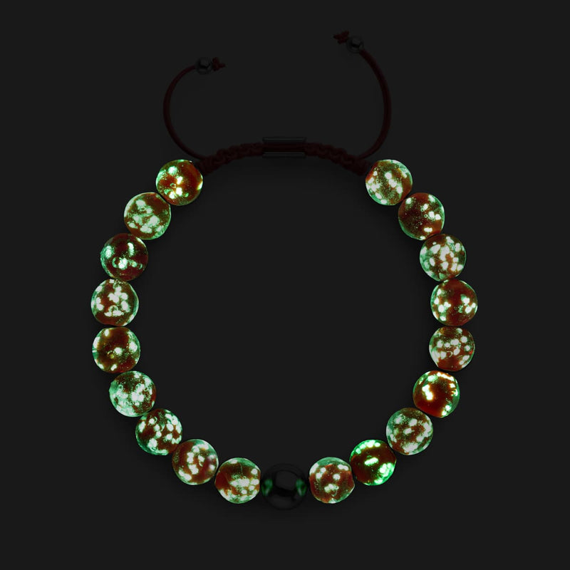 Crimson | Silver | Firefly Glass Macrame Bracelet