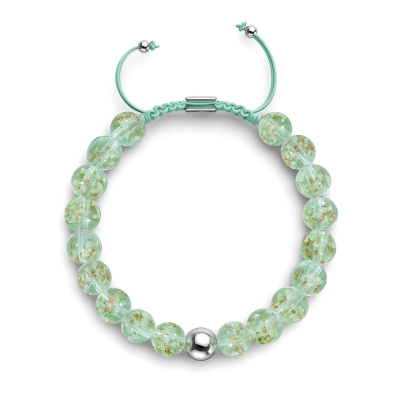 Evergreen | Silver | Firefly Glass Macrame Bracelet