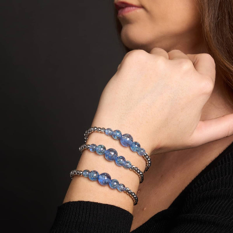 Indigo | Silver | Firefly Glass Cascade Bracelet