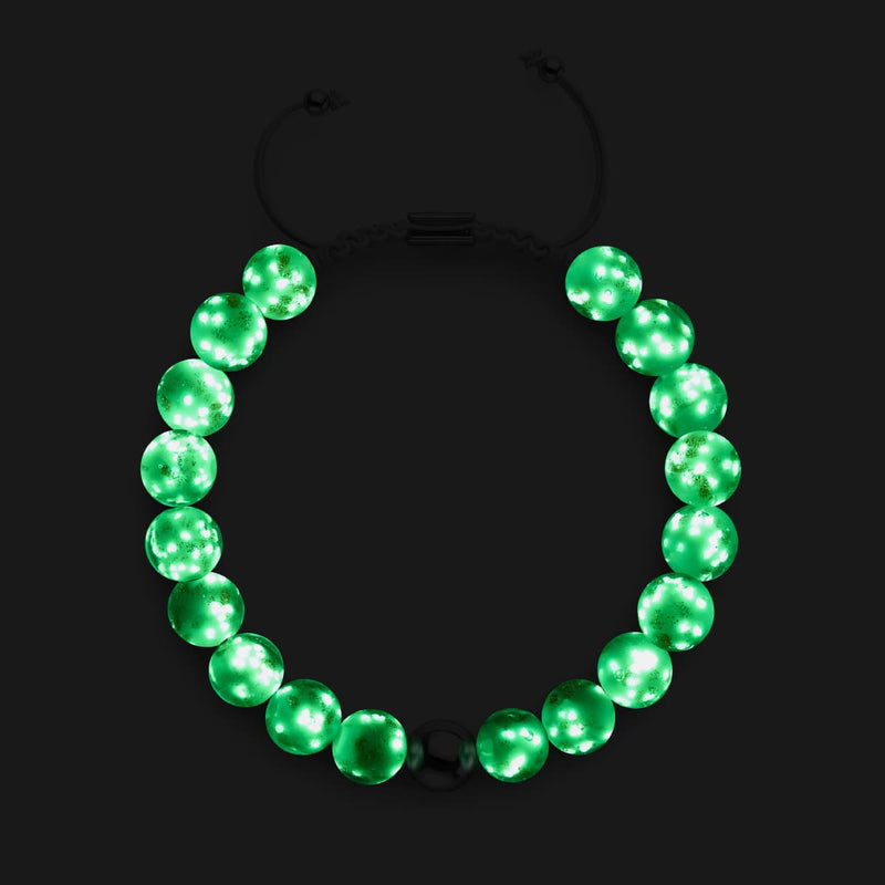 Ivory | Silver | Firefly Glass Macrame Bracelet