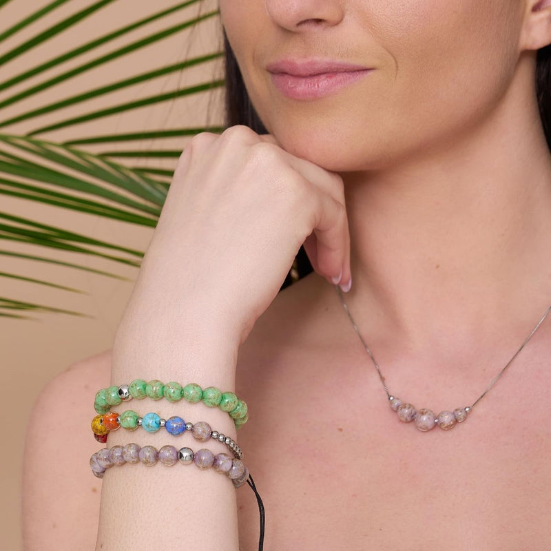 Kiwi | .925 Sterling Silver | Firefly Glass Bracelet