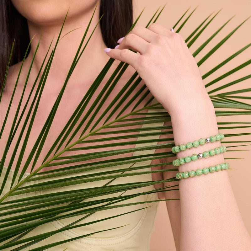 Kiwi | .925 Sterling Silver | Firefly Glass Bracelet