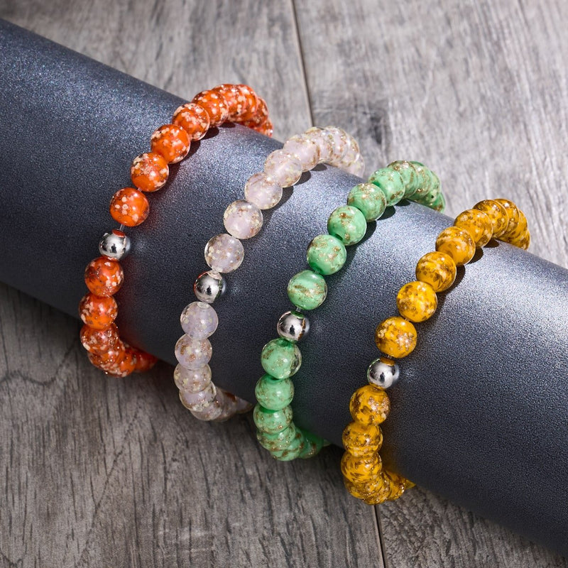Kiwi | .925 Sterling Silver | Firefly Glass Bracelet