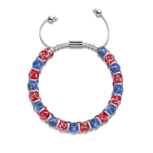 Land of the Free | Cobalt x Crimson | Double Firefly Glass Bracelet