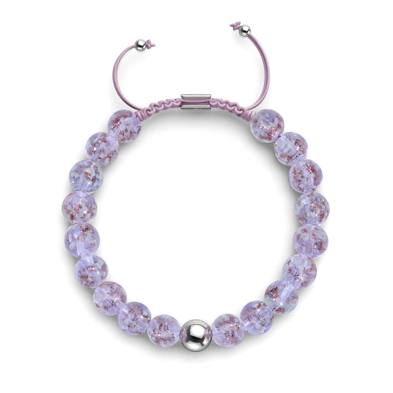 Lilac | Silver | Firefly Glass Macrame Bracelet