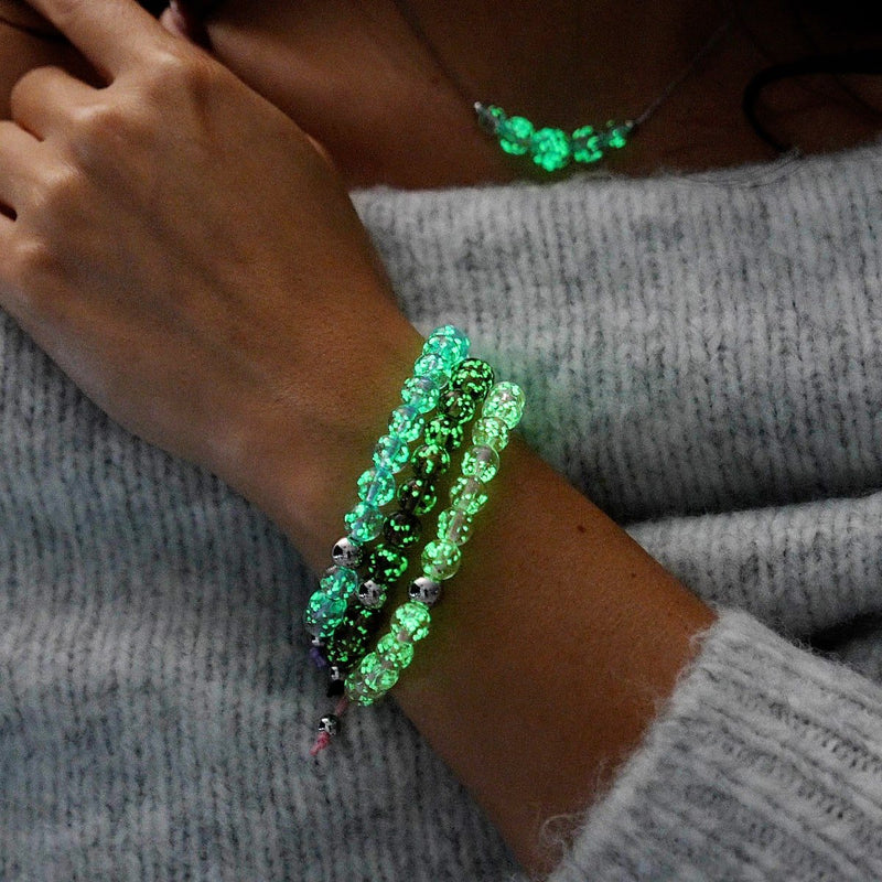 Lilac | Silver | Firefly Glass Macrame Bracelet