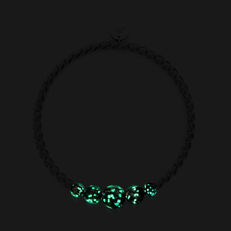 Obsidian | Silver | Firefly Glass Cascade Bracelet