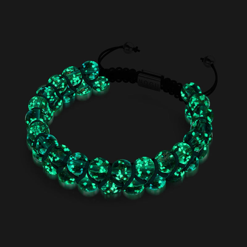 Ocean Spray | Teal x Evergreen | Double Firefly Glass Bracelet