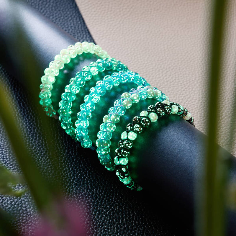 Ocean Spray | Teal x Evergreen | Double Firefly Glass Bracelet