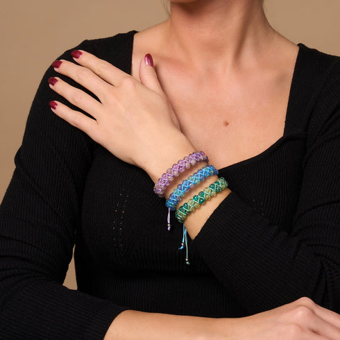 Ocean Spray | Teal x Evergreen | Double Firefly Glass Bracelet